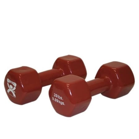 Fabrication Enterprises Fabrication Enterprises 10-0561-2 20 lbs Vinyl-Coated Iron Dumbbell; Brown - 1 Pair 10-0561-2